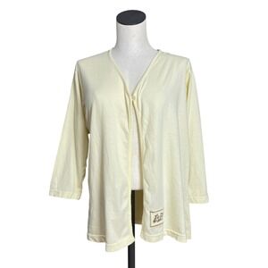 Sleepwear Cardigan Teddy Bear‎ Patch Women Large Cream Yellow Loungewear Kawaii
